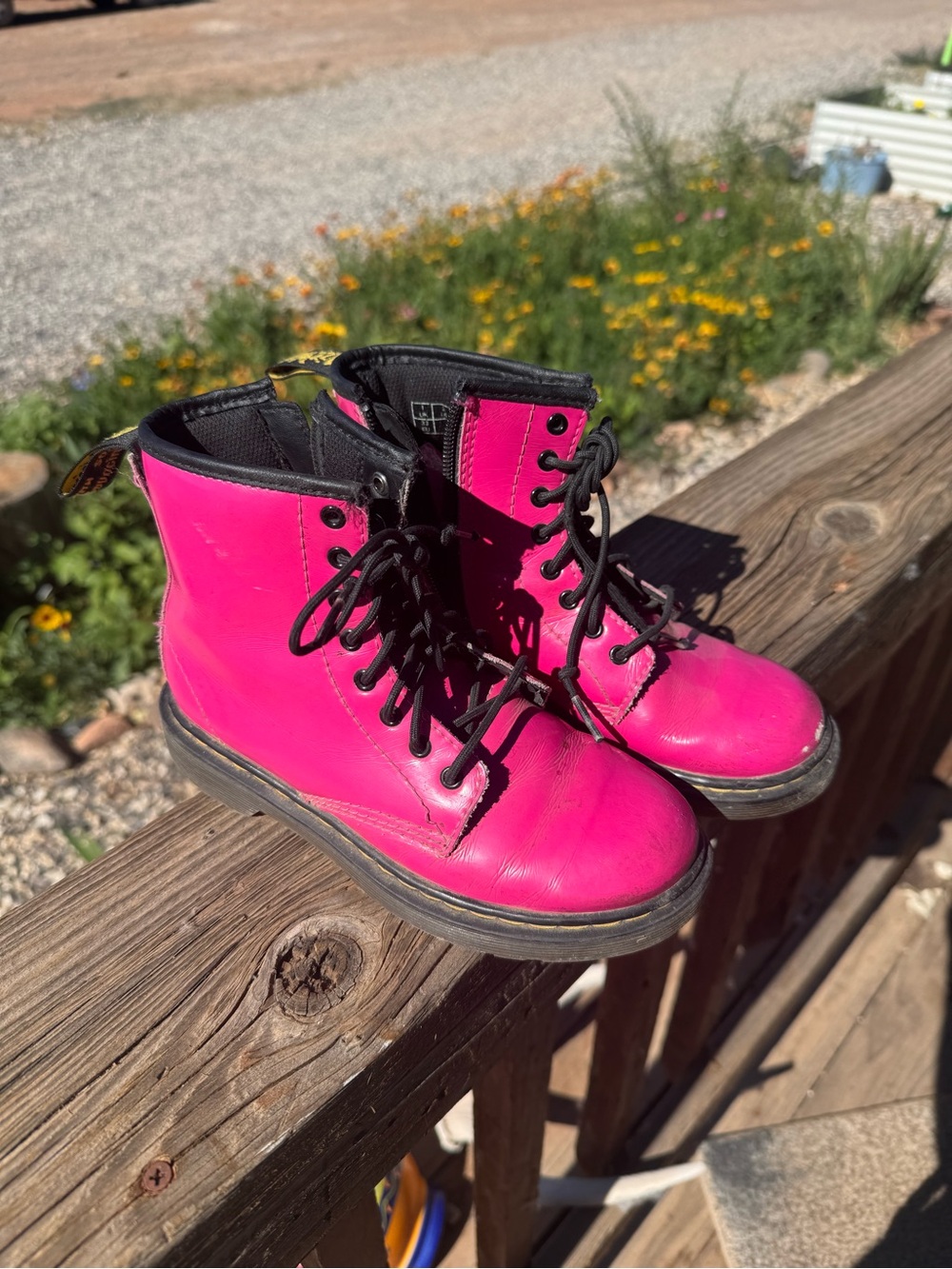 Dr. Martens Delaney Bright Pink Lace-Up Boots- kids